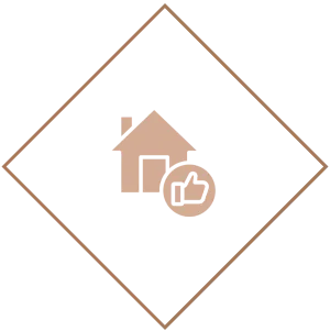 House icon with thumbs-up symbol.